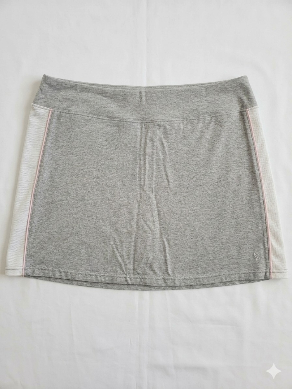 2 Pc. SET Danskin Gray Mini Skirt with White Side Panels and Pink Piping W/ Tank